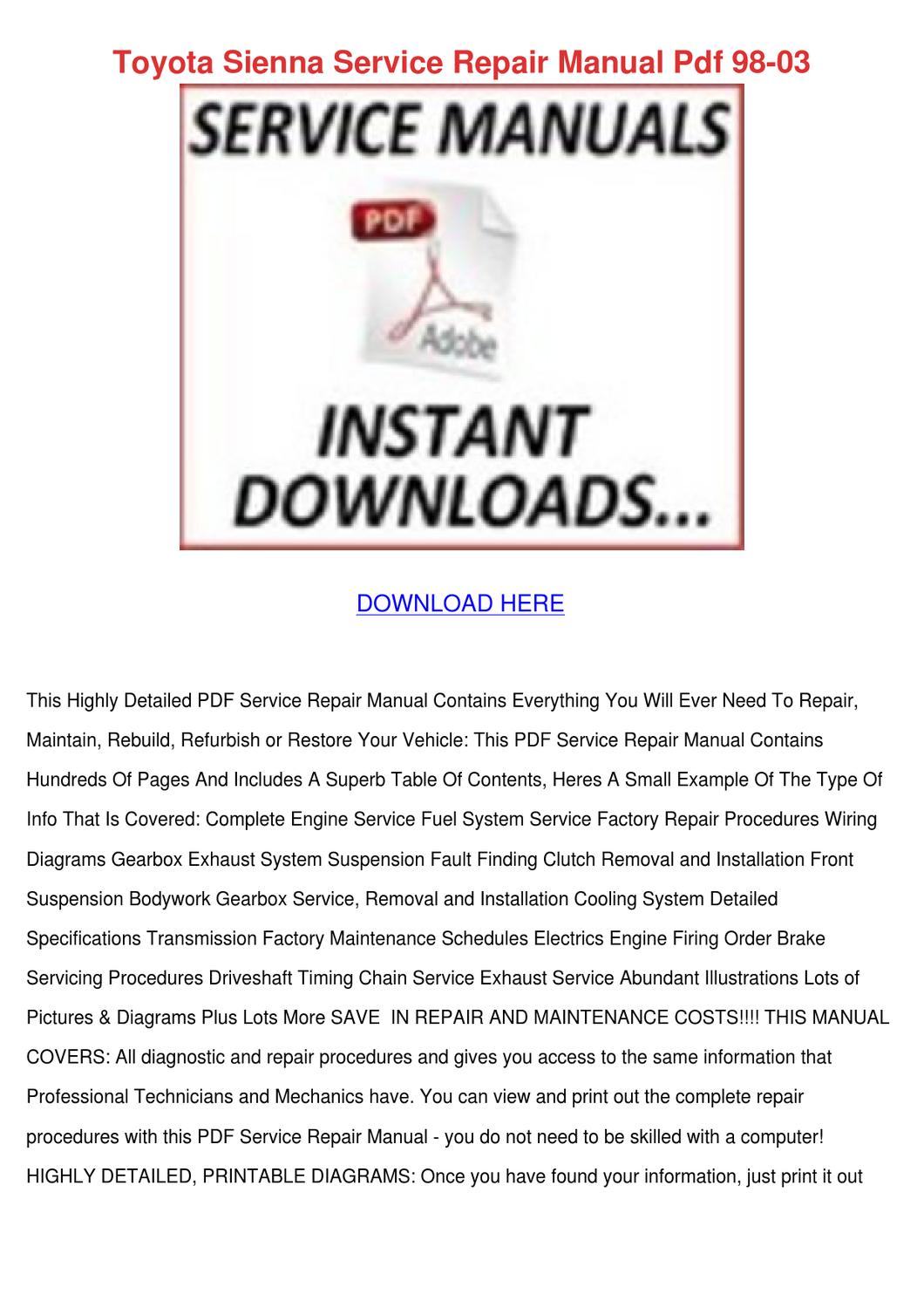 Toyota sienna service manual pdf